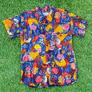 East West vintage 1990s shirt / Fruit pattern / mens small and medium